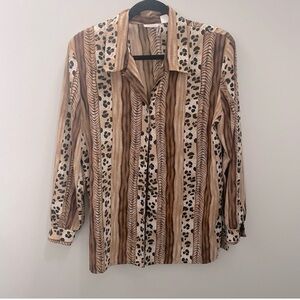 Vintage animal leopard print blouse very soft size 12 neutrals